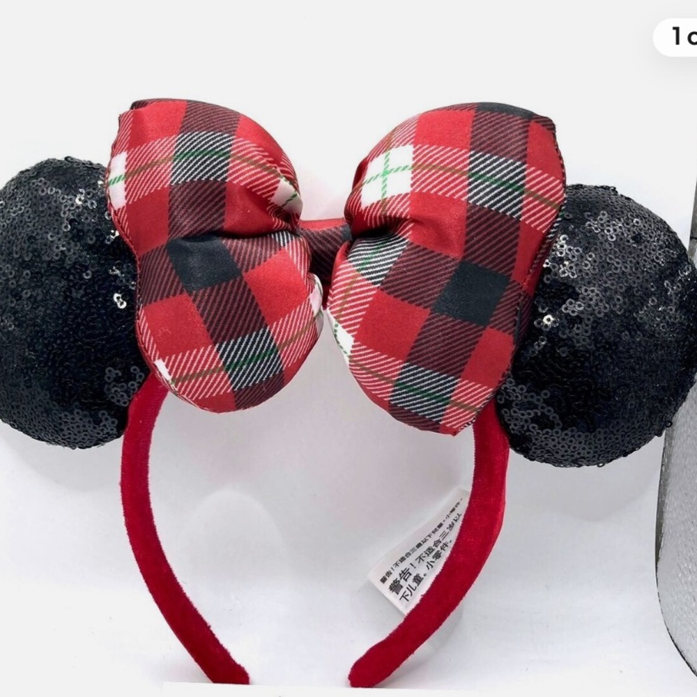 Disney buffalo Plaid Minnie Mouse Ears Headband